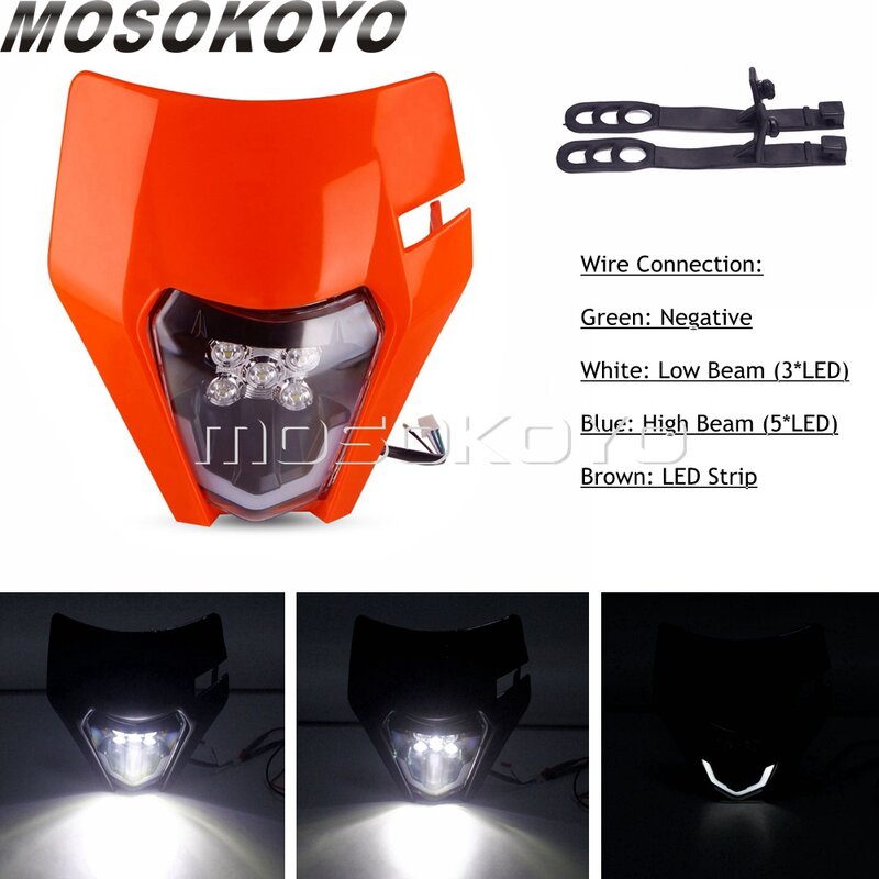Latarka czołowa LED Hi/reflektor z wiązką światła Motocross Dual Sport lampa przednia do EXC Enduro XCW XC SX-F XC-W SMC R 690 sześć dni 2020