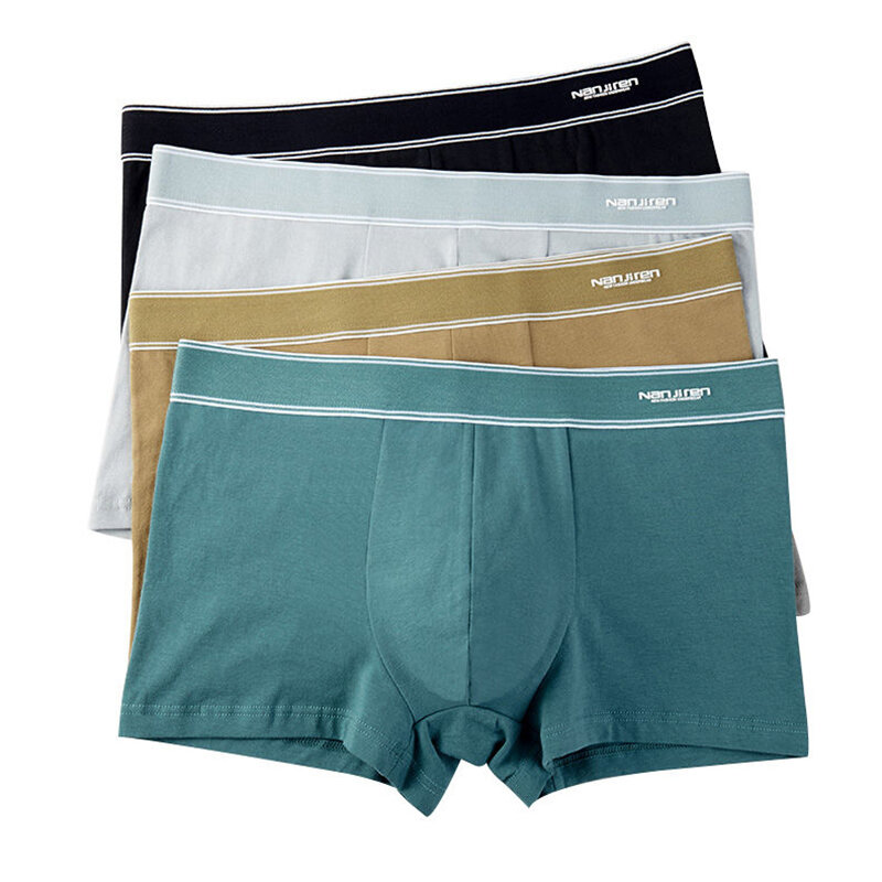 4pcs calcinha dos homens sexy shorts de algodão cueca masculina respirável boxers boxershorts sólidos cuecas da marca