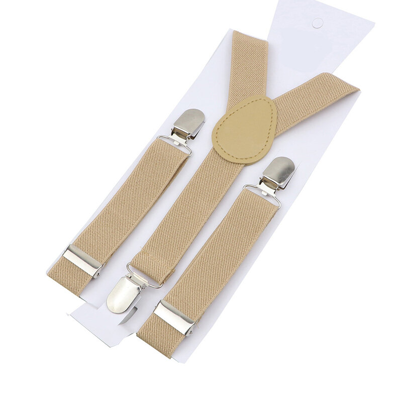Jednokolorowe szelki dla dzieci klipsy na ramiączkach regulowane elastyczne y-back Brace dla dzieci chłopiec dziewczyna szelki dla dzieci krawat ślubny akcesoria