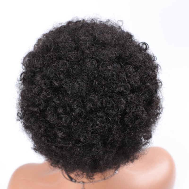 Kurze Lockige Menschenhaar Perücken für Schwarze Frauen Afro Verworrene Lockige Perücke Natürliche Haar Farbige Menschliches Haar Perücken