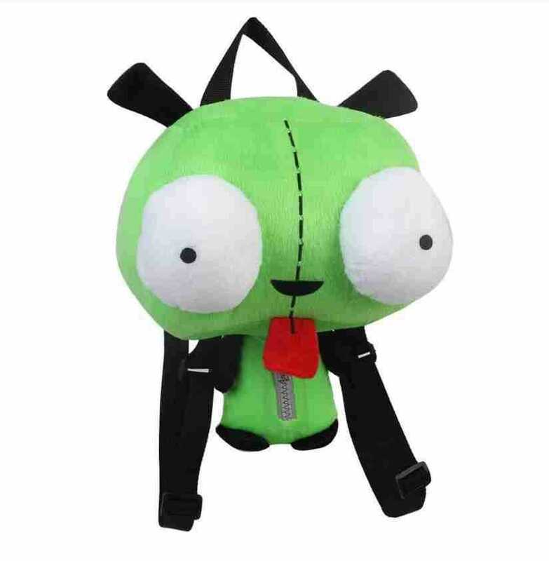 Nuevo Alien Invader Zim 3D Eyes Robot Gir, mochila de peluche bonita, bolsa verde, regalo de Navidad, juguete de peluche de 14 pulgadas