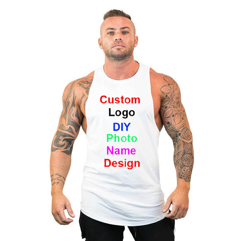 Projekt marki Logo/zdjęcie na zamówienie bezrękawnik na siłownię odzież kulturystyczna trening męska koszulka sportowa kamizelka bez rękawów koszulka uwydatniająca mięśnie