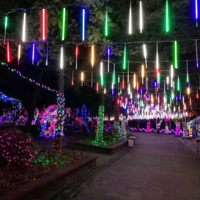 Luces LED impermeables de lluvia de meteoritos, cadena de luces que cae para exteriores, hogar, jardín, fiesta, boda, decoración de árbol