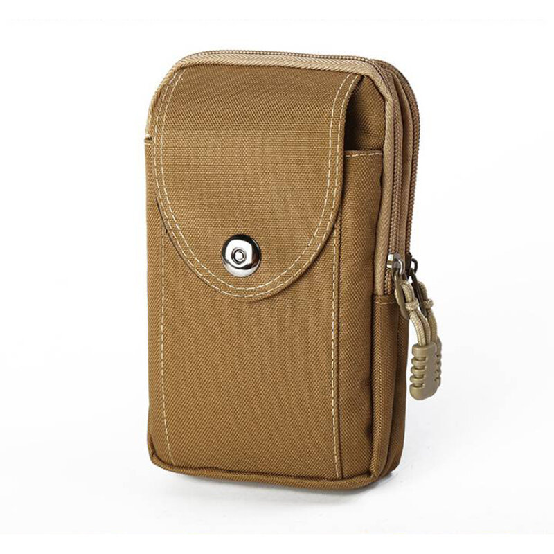 Tas pinggang pria, kantung ponsel olahraga berlari saku ponsel warna Solid gesper magnetik tas portabel dengan kait kualitas tinggi