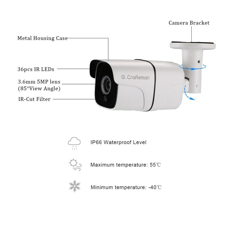 Водонепроницаемая IP-камера видеонаблюдения, 5 Мп, 2,6 МП