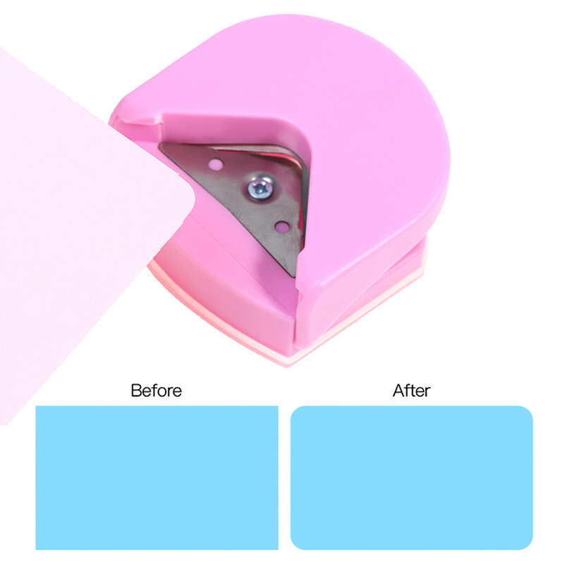 Alat Potong Sudut Mini Alat Pemotong Kertas DIY R4 Bundar Tahan Lama Merah Muda