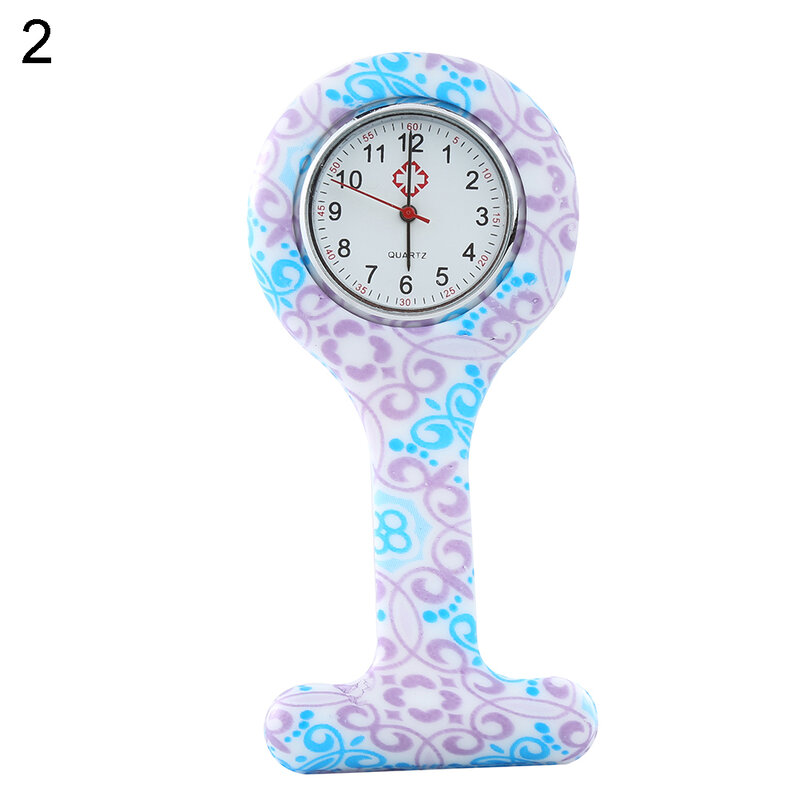 원형 다이얼 실리콘 간호사 시계, 여러 가지 색상 패턴, 아랍어 숫자, 여성 간호사 브로치, 튜닉 시계, 포켓 시계