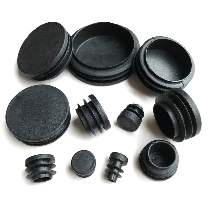 Tapones Redondos de plástico negro, 2/4/8 piezas, insertos de tubo, tapón de 12mm, 14, 16, 18 - 100mm