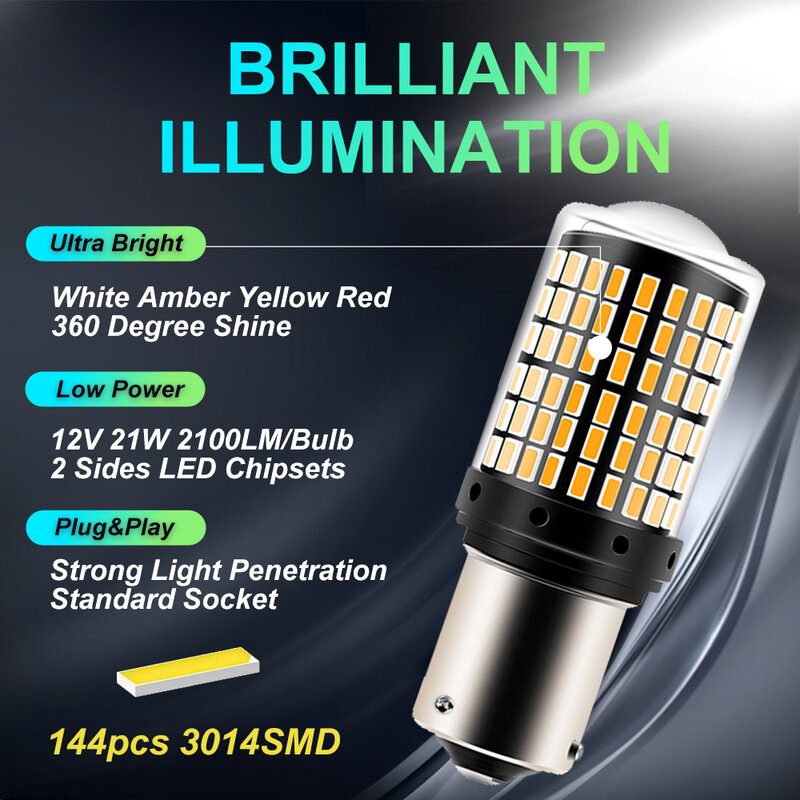 2 pcs led Flashing light for car canbus py21w 5W P21w bau15s 1156 BA15S T20 W21/5W  3157 1157 Bulb 144smd Signal Lamp Assembly