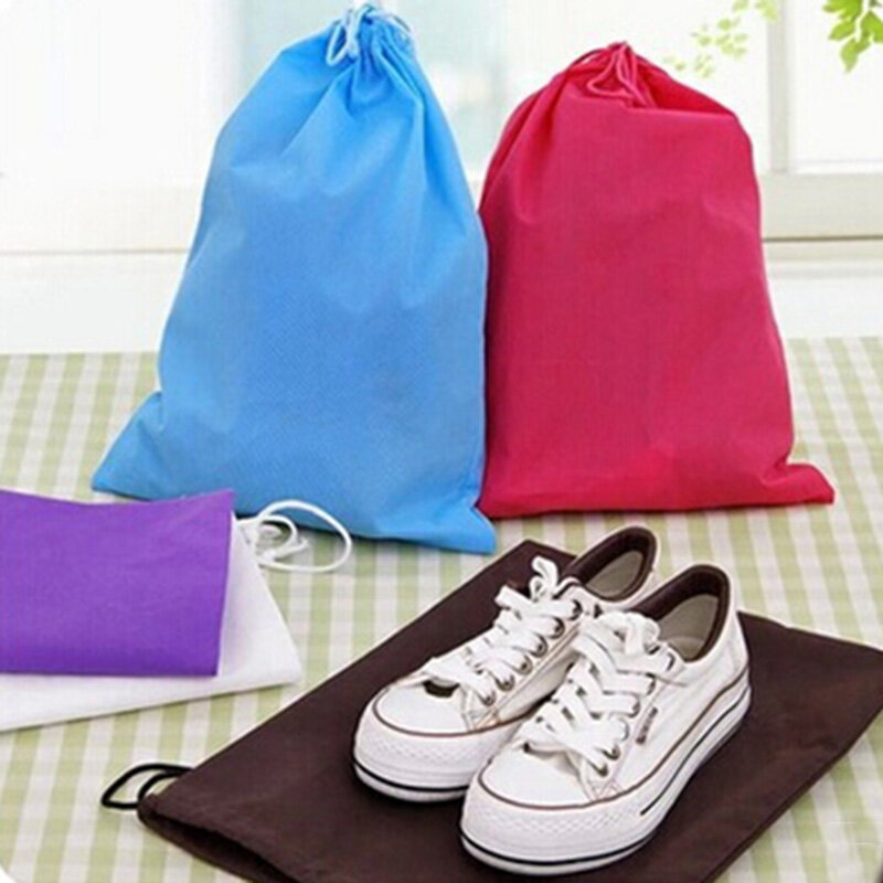 Bolsas de tela no tejida con cordón para mujer, bolsa para libros, ropa, zapatos de viaje, bolsa de viaje con cordón, zapatos portátiles de 6 colores, 1 ud.