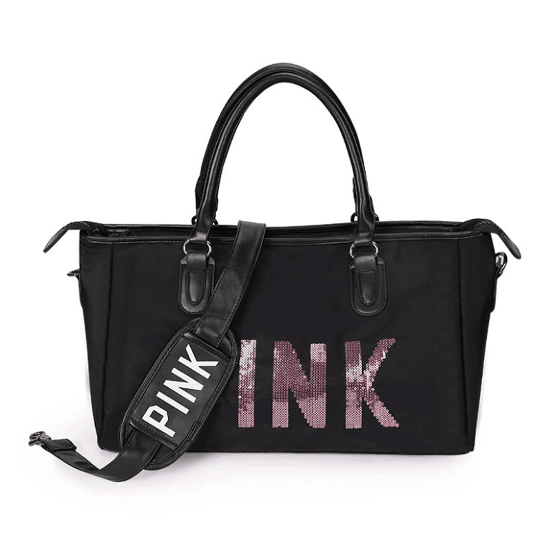 Różowa duża pojemność kobiety Messenger torby moda na co dzień kobiety torebka wodoodporna torba na zakupy cekiny list Crossbag