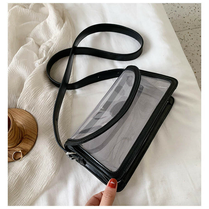 Bolsa de gelatina transparente para mujer, bolso de diseñador de PVC de alta calidad, bandolera de hombro con cadena de bloqueo, 2019