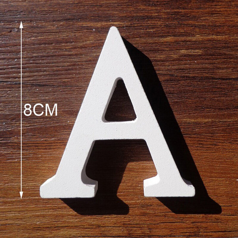 Weiß Holz Brief Englisch Alphabet DIY Personalisierte Name Design Kunst Handwerk Freistehende Herz Geburtstag Hochzeit Home Decor 8cm