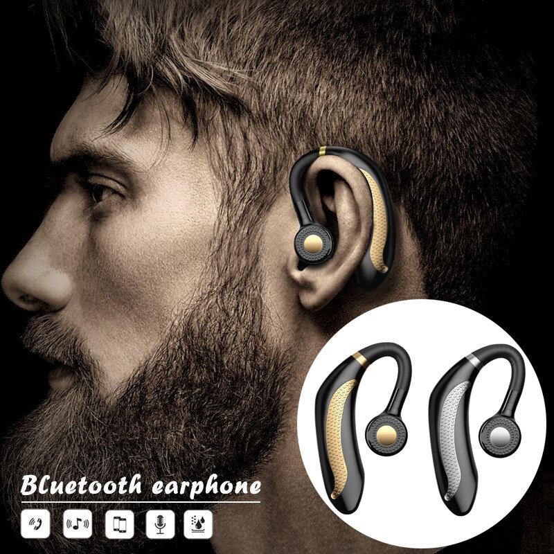 Auricolare senza fili Bluetooth 5.0, auricolare sportivo senza fili con microfono e gancio per l'orecchio