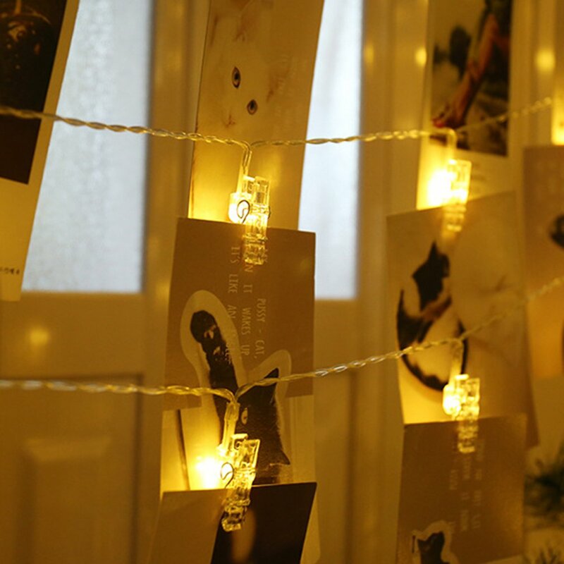 LED سلسلة أضواء صور كليب USB في الهواء الطلق بطارية تعمل جارلاند عيد الميلاد الديكور عطلة حفل زفاف عيد الميلاد الجنية الإضاءة
