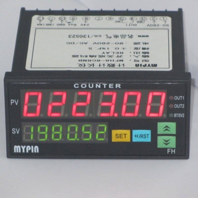Contador MYPIN Mini medidor de longitud por lotes, 1 salida de relé preestablecido, medidor de conteo práctico, 90-260V CA/CC, máquina de horas