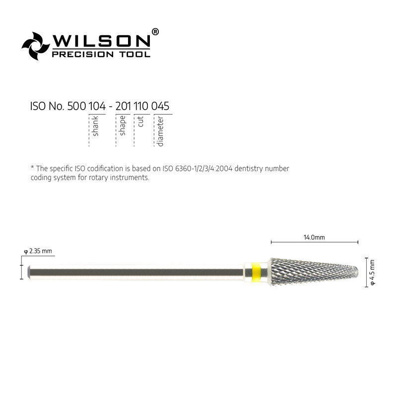 WilsonDental Burs 5000109-ISO 201 110 045 Hợp Kim Vonfram Nha Khoa Bur Cho Cắt Tỉa Kim Loại