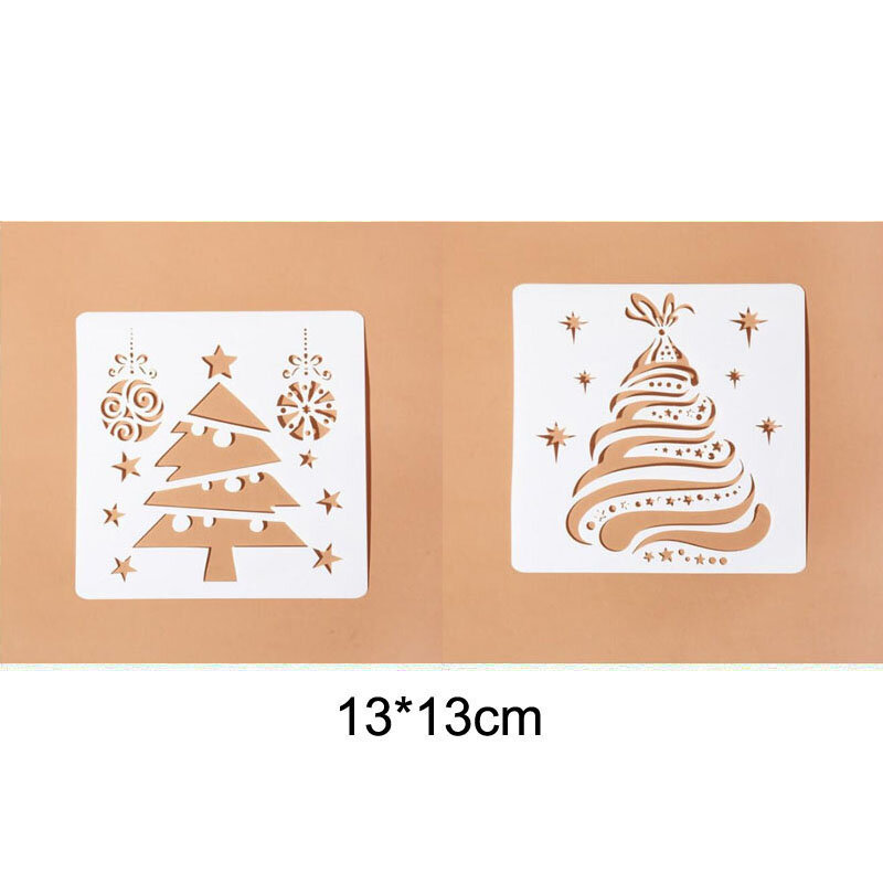 Pohon Natal Layering Stensil Dinding Lukisan Scrapbooking Stamp Album Dekorasi Embossing Kertas Kartu Template Stensil Dapat Digunakan Kembali
