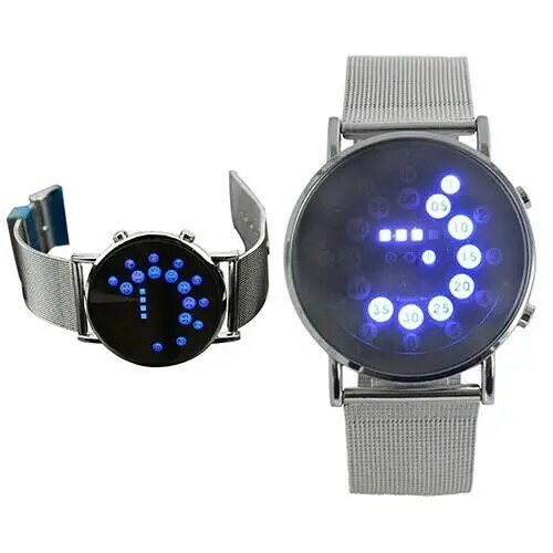 digital watch montre homme Men's Women's Fashion Creative Ultra Thin Round Mirror Blue Circles Alloy Watch relogio watch