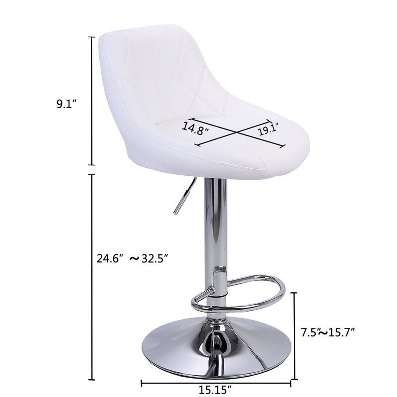 2pcs Adjustable  Bar Chairs High Type with Disk No Armrest Rhombus Backrest Design Bar Stools  Two Colors to Choose