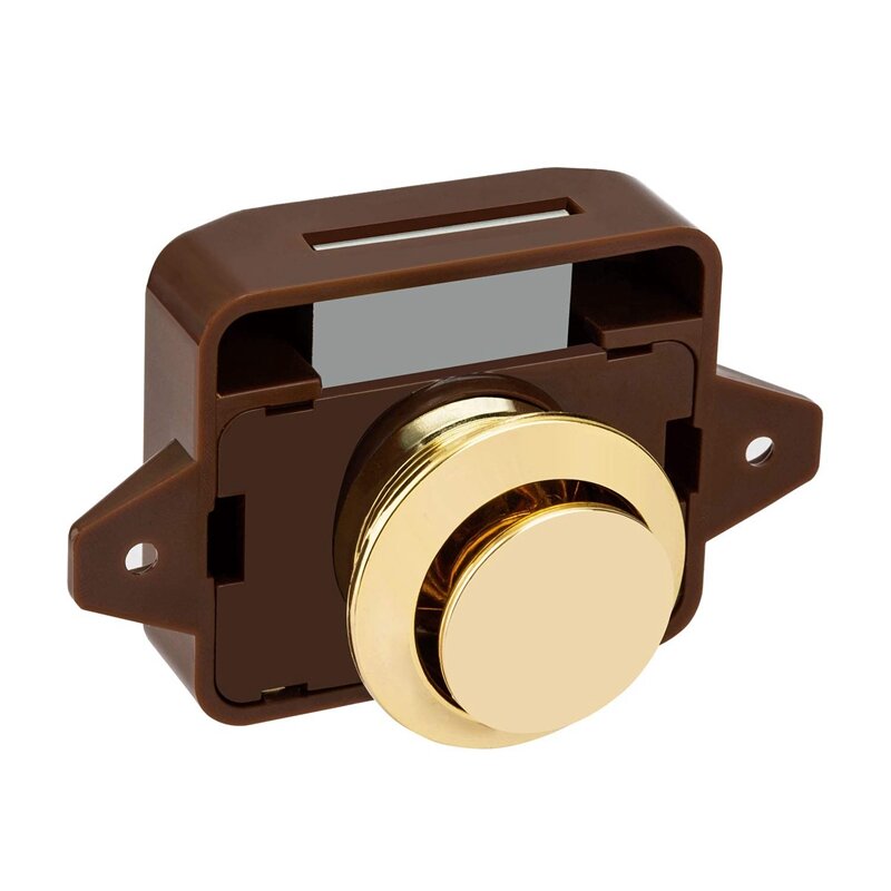 5Pcs Keyless pulsante cattura serratura della manopola della porta per camper Caravan Cabinet Boat Motor Home armadio, oro marrone