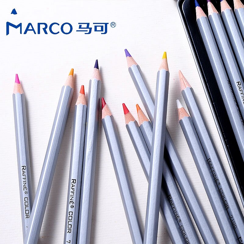 مجموعة أقلام تلوين زيت ماركو المهنية مع صندوق معدني ألوان مائية غير سامة قلم رصاص للرسم هدية لوازم الرسم
