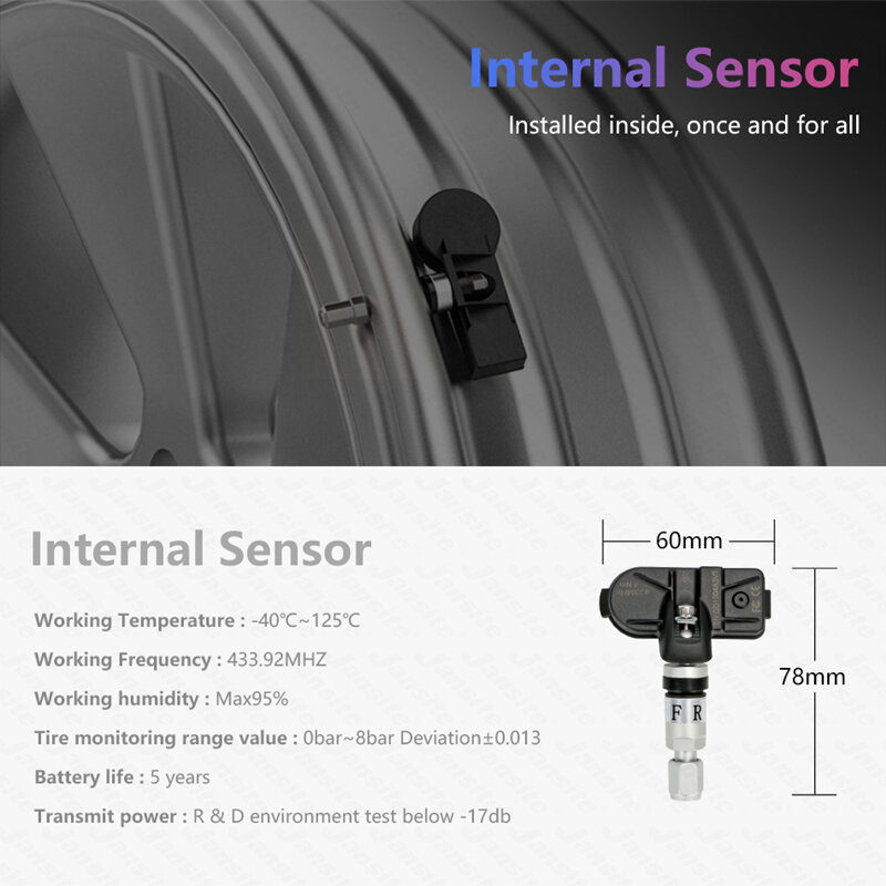 USB Android TPMS Tire Pressure Monitoring System Display 5V 4 Internal Sensors Android Navigation Car Radio Summer/Winter Tire