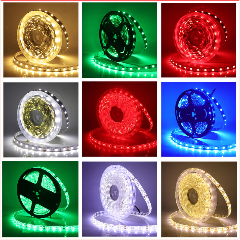Bande lumineuse LED RGBCCT 12V 5050 RGB, 60 diodes/M, ruban Flexible et étanche, RGBW RGBWW, blanc froid, blanc chaud, bleu, rouge, 5m