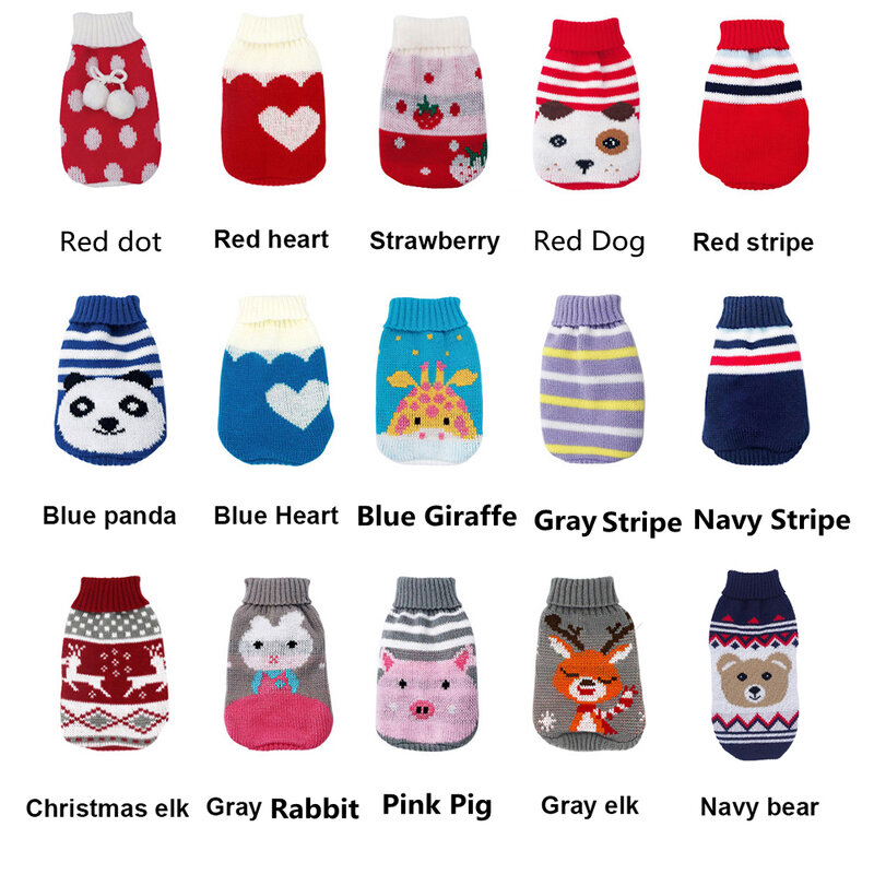 Camisola do Natal para Yorkie pequeno, desenhos animados, gato, roupa do cão, roupa do animal, revestimento, tricô, pano de crochê, morno, inverno, XS-3XL