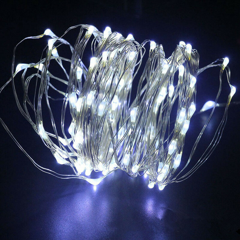 USB 5V LED luci di stringa bianche calde impermeabili 10M 100LED fata LED luce di natale nastro metallico festa di nozze con Remo