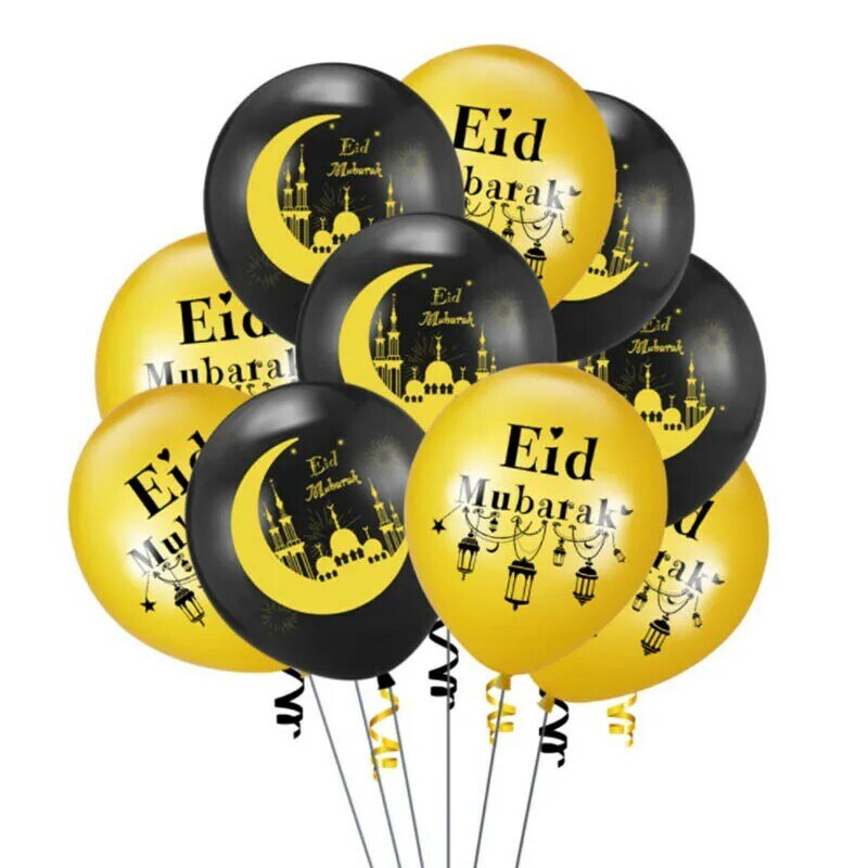 12 pçs eid mubarak decoração balões de látex confetes misturados balão eid ramadan mubarak ano novo islâmico muçulmano festival decorações