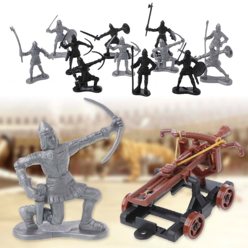 14pcs Plastic Medieval Knights Crossbow For Children Adult Gift Military Army Model Action Toy Soldier Figure Set DIY Play Home