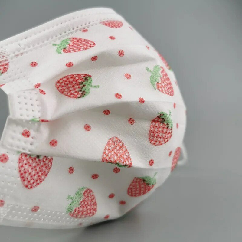 10/100Pcs Non-Woven Print Disposable Face Mask 3-Layer Protective Strawberry Style Fashion Women Men Breathable Cute Adult Masks