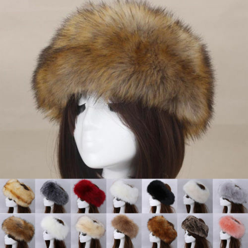 Diadema peluda gruesa para mujer y niña, gorro esponjoso de piel sintética rusa, calentador de orejas para exteriores, sombreros de esquí, novedad de invierno