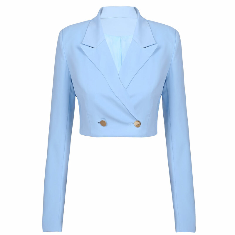 Пиджак женский однотонный с длинным рукавом, короткий Блейзер с лацканами, верхняя одежда для офиса и работы, деловой костюм, повседневная верхняя одежда