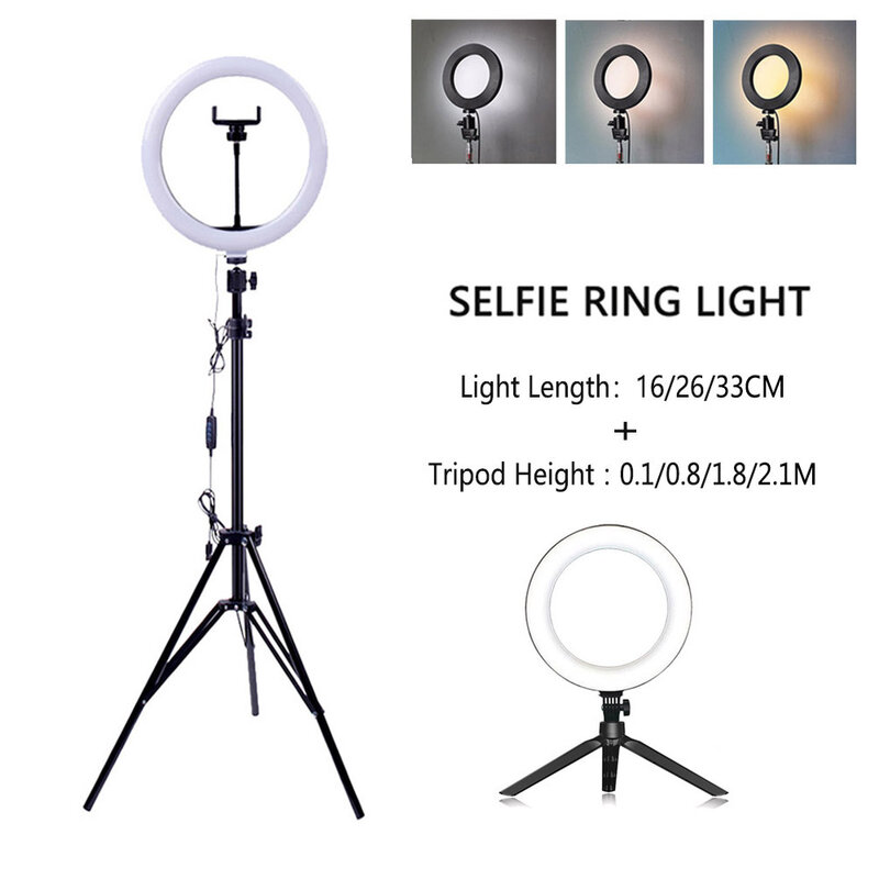 แหวนไฟLEDโคมไฟขาตั้งกล้องรอบแหวนSelfieขาตั้งกล้องสำหรับโทรศัพท์มือถือTiktok Youtubeการถ่ายภาพHoop Ringlights