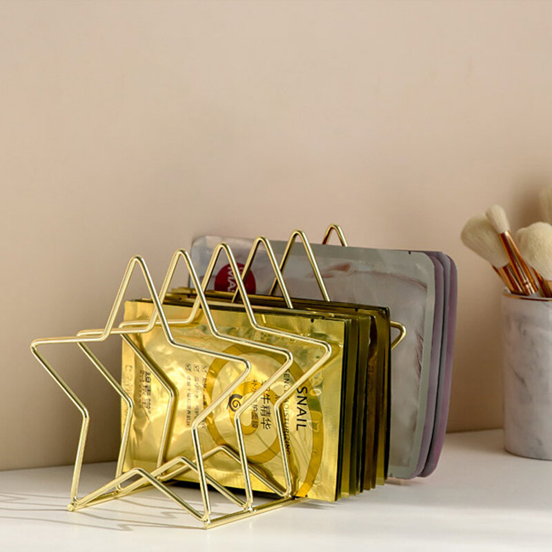 Caixa de armazenamento de máscara de ferro grande capacidade prateleira desktop estilo nórdico estante revista ouro luz rack mesa luxo decoração
