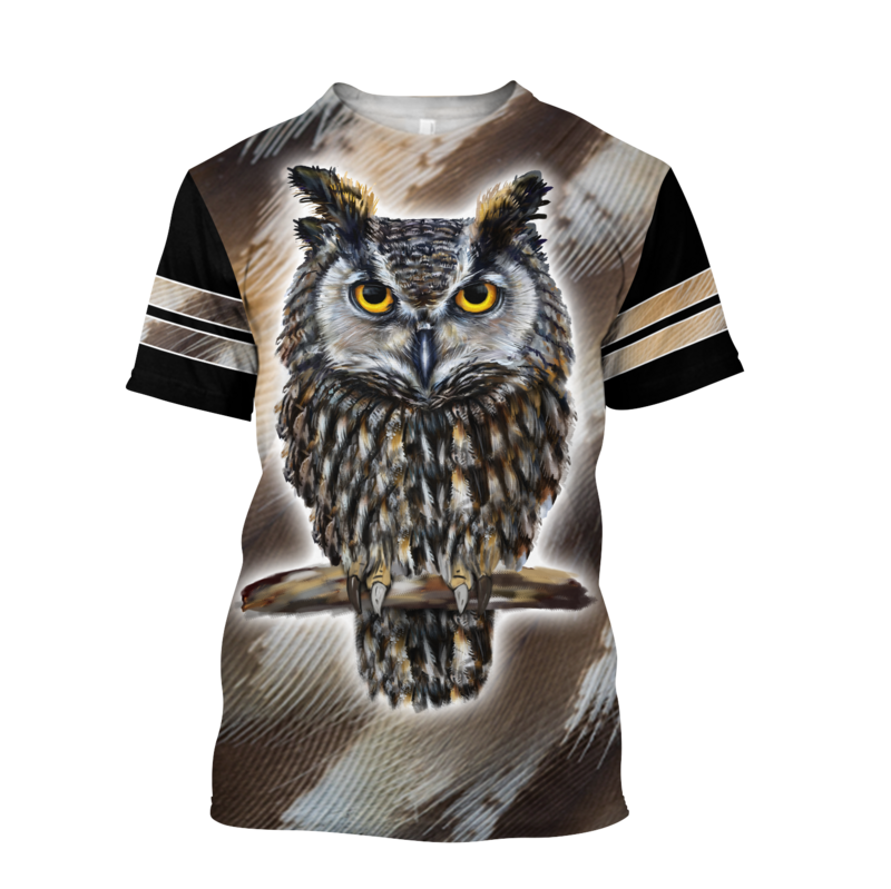 Kaus Pria Hipster Musim Panas 2021 Kaus Lengan Pendek Harajuku Cetak 3D/Burung Hantu/Rusa/Rusa Kemeja Kasual Uniseks TX0176