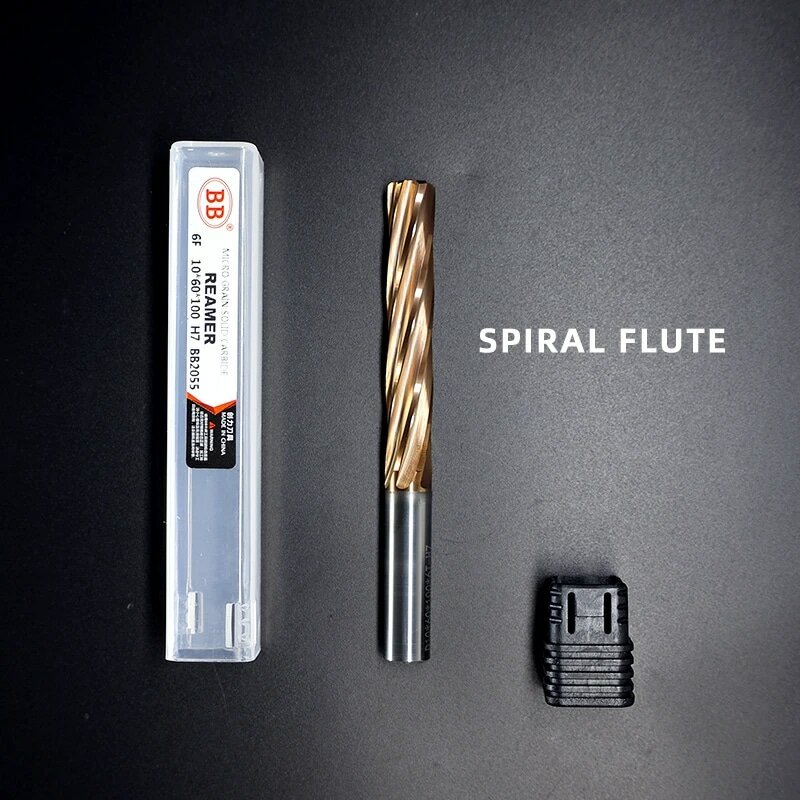 BB-Alésoir en carbure revêtu de flûte droite en spirale, coupe-métal en acier trempé, outil de trou CNC, mandrin H7, 4, 6 flûtes, 1mm-20mm