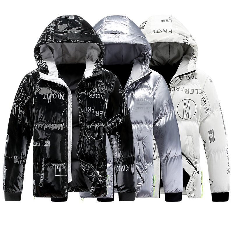 2021 inverno jaquetas masculinas moda brilhante algodão quente parkas para baixo hoodies casacos casuais outdwear jaquetas térmicas dos homens roupas