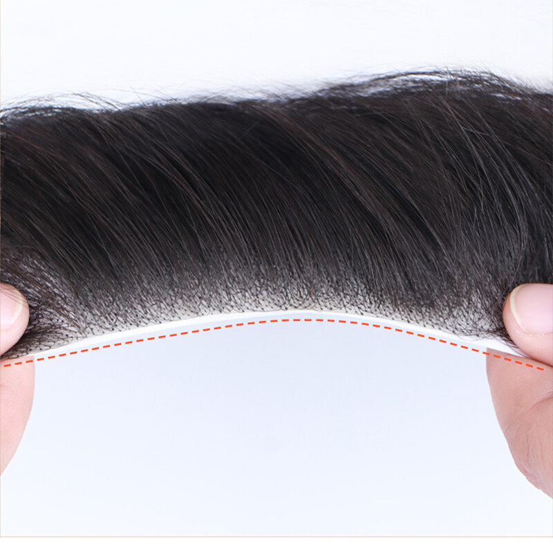 Homens da frente peruca pedaço de cabelo humano para homens estilo v peruca frontal peruca cabelo remy pele fina base natural peruca e fitas