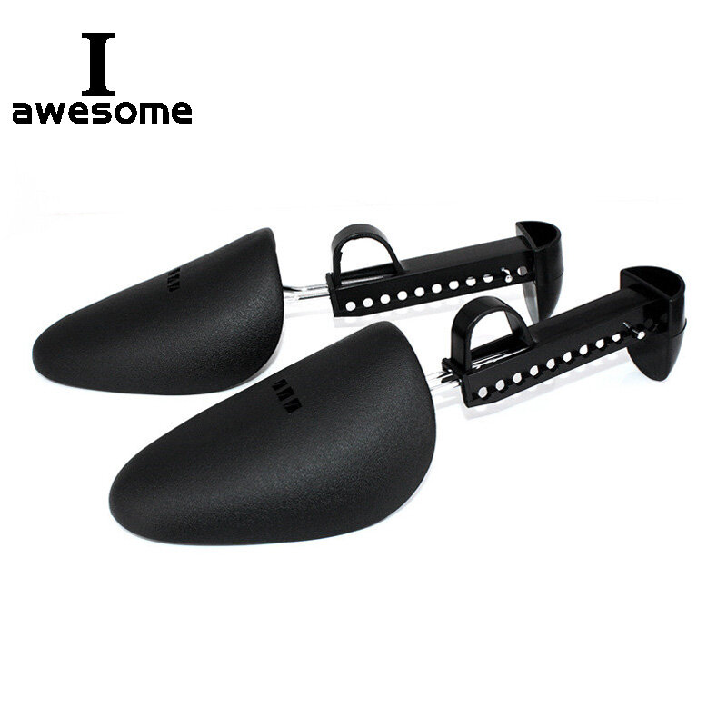 Ensanchador de zapatos de 2 vías para hombre y mujer, accesorio práctico de plástico de longitud ajustable, color negro, 1 par