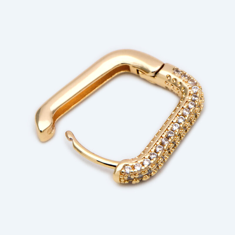 4 pces cz pavimentado oval leverback orelha ganchos, banhado a ouro em latão, brinco hoop componentes (GB-2292)