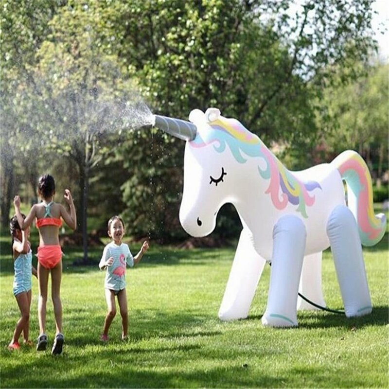 Inflatable Unicorn Water Spray Pool Toys Swimming Float Outdoor Fountain Beach Party Children's Summer Toys