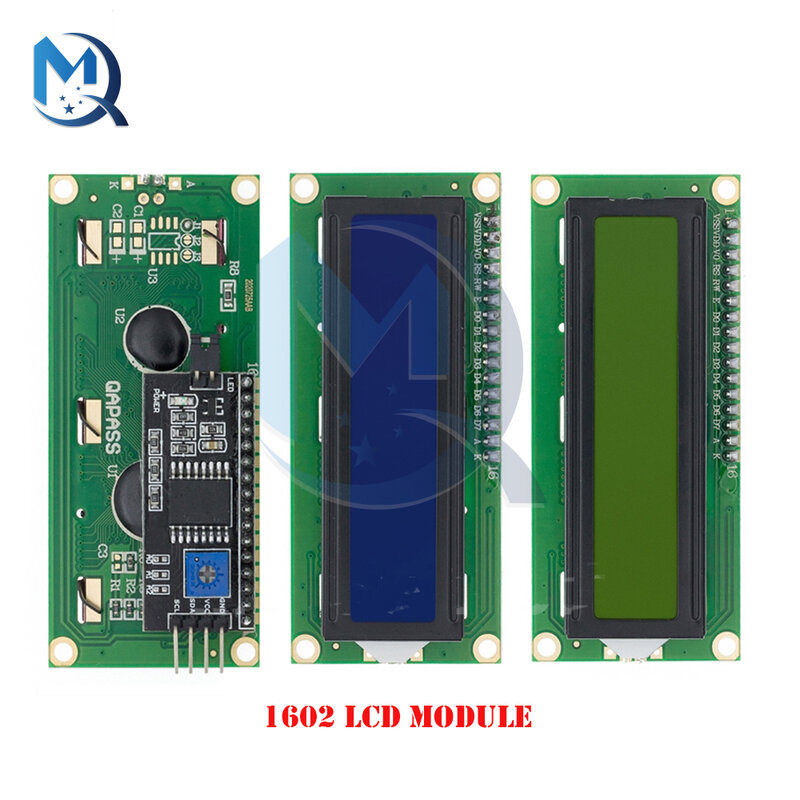 5v lcd1602 1602 lcd i2c módulo de exibição azul/amarelo tela verde pcf8574t backlight led srceen placa fundo para arduino