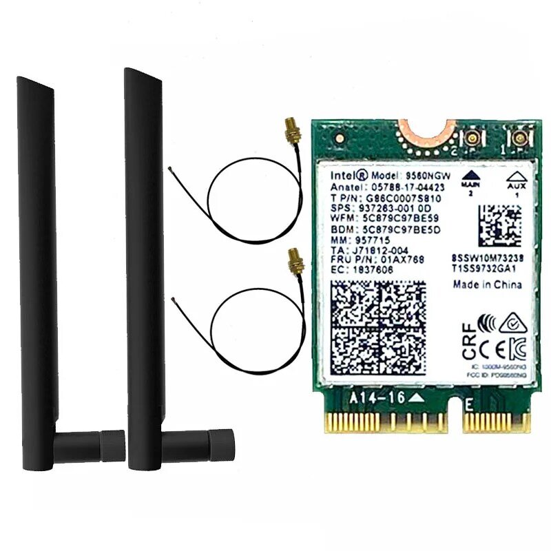 Scheda Wi-Fi Intel 9560 dual band 2.4g/5GHz wireless bluetooth 5.0 802.11ac m.2 cnvi Intel 9560ngw