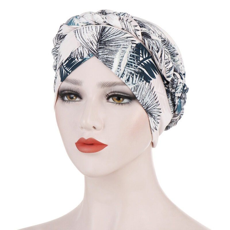 Eleganckie kobiety kwiatowy Print elastyczny szalik na głowę Turban rak Chemo utrata włosów czapka Hijabs muzułmanin