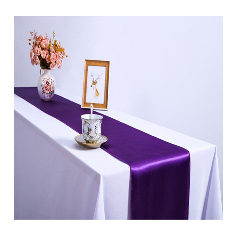 Caminos de mesa de satén para decoración del hogar, disponible en 18 colores, blanco, rojo, negro, dorado, plateado y champán, 30x275cm, barato, 10 unidades
