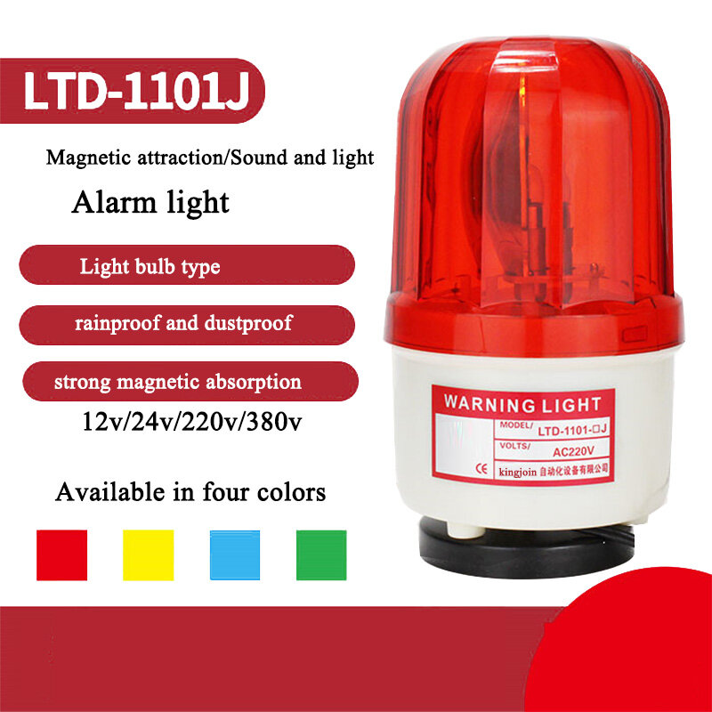 KINJOIN-alarma magnética de sonido y luz, luz estroboscópica de advertencia con LTD-1101J de rotación de 220V, 24V y 12V