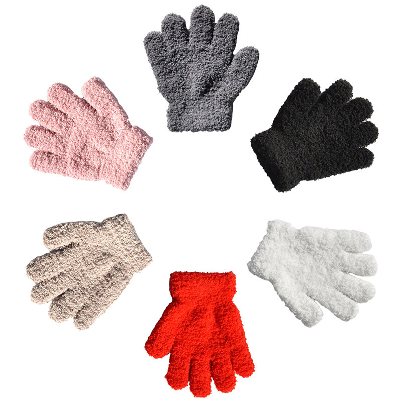 1 paio di guanti per bambini in pile corallo guanti invernali caldi per bambini addensati guanti morbidi per bambini per bambini ragazzi ragazze 3-6 anni